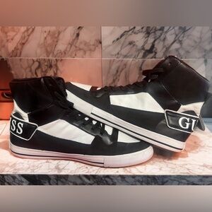 Guess Black and White High-Top Sneakers